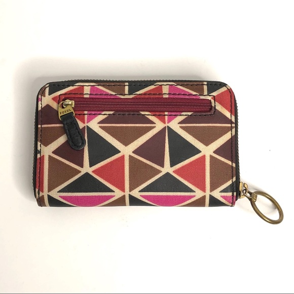 Fossil Zip Around Key Ring Geometric Wallet - Picture 2 of 7
